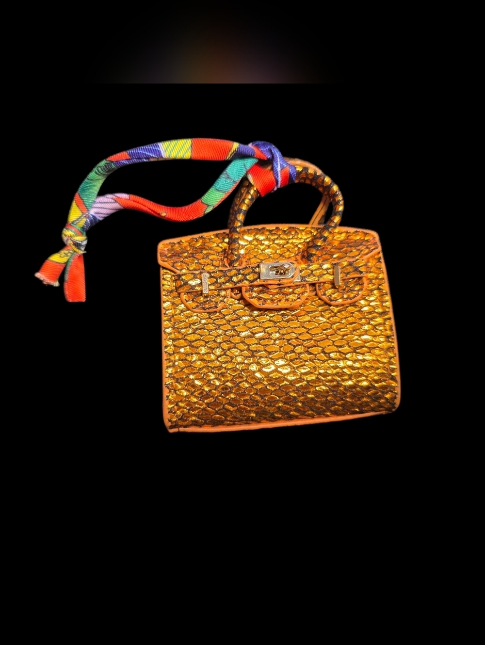 Gold Textured Women's Mini Purse Charm